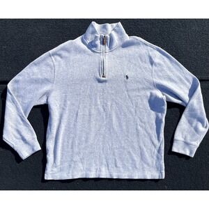 Polo Ralph‎ Lauren Quarter Zip Sweater Mens L Gray Knit Pullover Pony Logo
